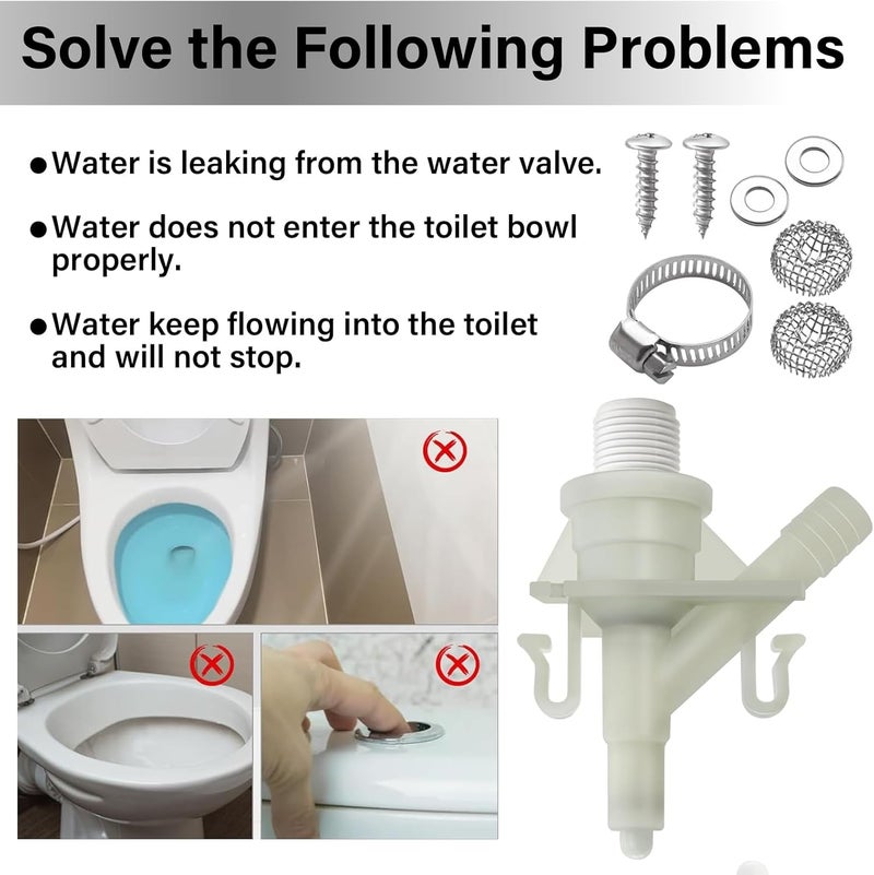 NIULPFZTK RV Water Valve Kit, RV Toilet Valve Fit Sealand Dometic Toilets 300, 301 310, 311, 320, 321 Series Pedal-flush Toilet Fits for Camper Trailer Toilet Pedal flush Toilets 385311641 - Image 3